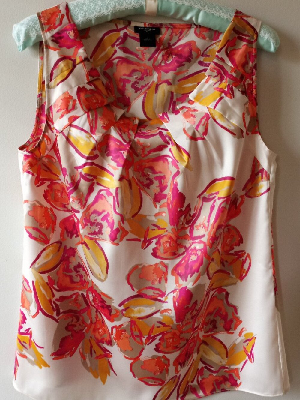 'ANN TAYLOR' Sleeveless Abstract Floral Top Size S EUC
